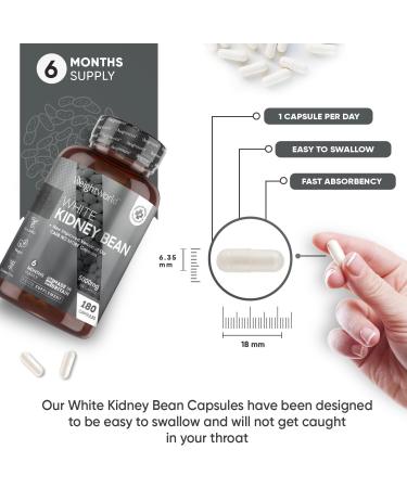 White Kidney Bean Extract 5000mg - 180 Vegan Capsules | Zinc & Chromium Enriched | High Strength Supplement | Gluten Free - Made in UK - Buy Online on GoSupps.com