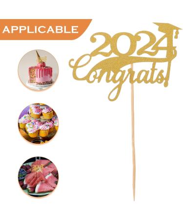 Zerodeko 15pcs 2024 Graduation Cupcake Toppers Glitter Class of 2024 Cupcake Toppers Grad Cap Food Appetizer Cupcake Picks Graduation Party Decorations - Buy Online on GoSupps.com