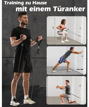 Zacro Resistance Bands Set | 6 Fitness Straps with Handles & Ankle Strap - Strength Training for Men & Women (10-90lbs) | International Shipping - Buy Online on GoSupps.com