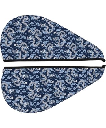 Hair Towel Wrap - Quick Drying Hair Turban with Button | Soft Towel for Effortless Hair Care (Dragons - Buy Online on GoSupps.com