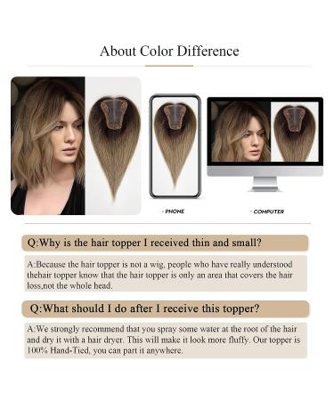 HAIRCUBE Remy Human Hair Topper for Women - 12in Ombre Ash Blonde, Swiss Lace Base, Thinning Hair Cover, Hand-Tied Hair Piece - Buy Online on GoSupps.com