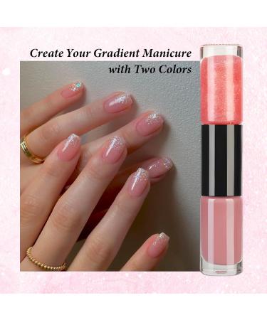 Quick Dry Pink Nail Polish 2 in 1 Glitter Nail Polish Set Long Lasting Glossy Easy to Apply No Need Cure Chip Resistant Nail Varnishes DIY Nail Art Gift for Women & Girls - Buy Online on GoSupps.com