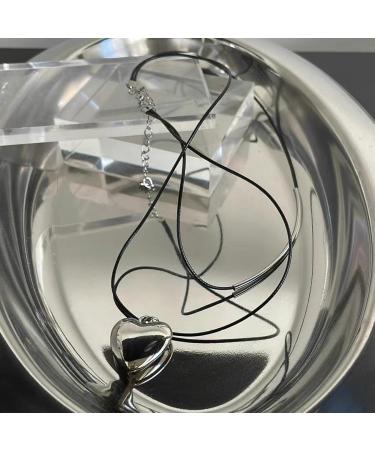 Shop Oralgos Fashionable Heart Pendant Necklace - Double-Layer Leather Cord Adjustable Women's Accessory - Buy Online on GoSupps.com