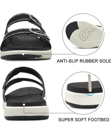 Coface Women's Arch Support Slide Sandals for Plantar Fasciitis Relief - Black, Size 10 - Buy Online on GoSupps.com