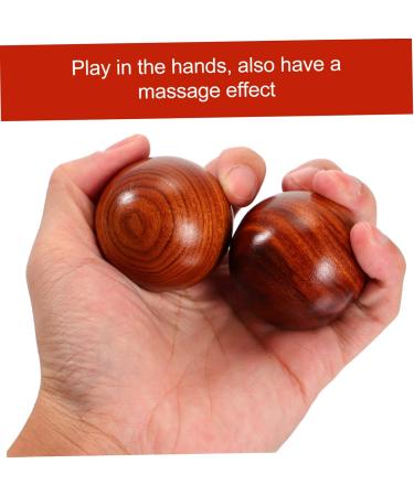 Frcolor 2-St Carving Craft Stress Balls - 2 Inch Wooden Chinese Massage Balls for Relaxation | Rosewood Hand Therapy Desk Accessories - Buy Online on GoSupps.com