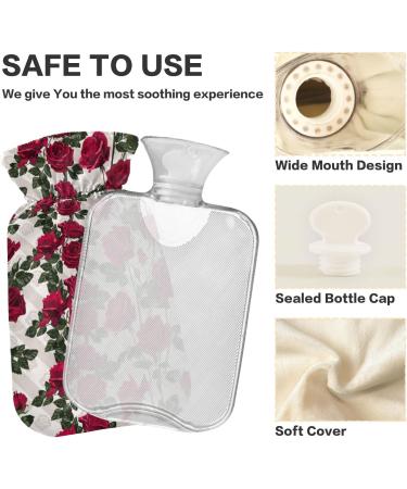 Hot Water Bottle 2L with Floral Cover | Red Roses Pain Relief Bag | Hand & Feet Warmer for Winter - Buy Online on GoSupps.com