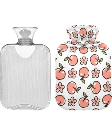 Naanle 2L Cute Peach Flower Heat Bottle with Cover - Transparent Hot Water Bottle for Bed Hand & Feet Therapy | Pain Relief & Cold Therapy - Buy Online on GoSupps.com