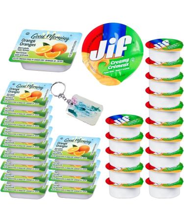 Good Morning Duo of Peanut Butter and Orange Marmalade Bliss - 15 Jif Peanut Butter and 15 Orange jelly Marmalade On-The-Go Portion Control Pack for Travelers & Meal Prep 30 Cups Total - Comes with a one of a kind Keychain by PaLiSoL CREATiONS! - Orange e - Buy Online on GoSupps.com