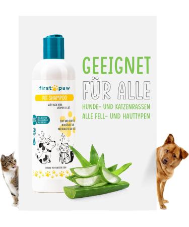 FIRSTPAW Pet Shampoo 500ml - Vegan Puppy & Dog Shampoo Aloe Vera Formula for Sensitive Skin Suitable for All Breeds & Fur Types - Buy Online on GoSupps.com