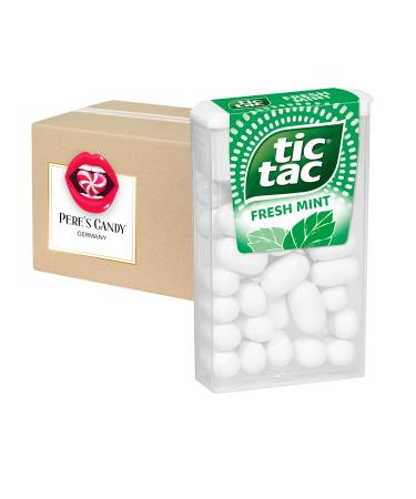 Tic tac sweets mint taste 24 pack (24 x 18 g) |For small moments of refreshment in a practical pack |From Pere's Candy box with gift Tic Tac Mint