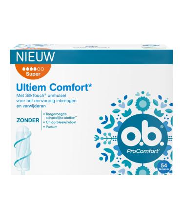 54 pieces O.B. PROCOMFORT Super Tampons for heavier menstrual days with Dynamic Fit technology and SilkTouch surface for ultimate comfort* and reliable protection - Buy Online on GoSupps.com