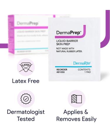 DermaPrep Skin Prep Pads - 100 Pack | Shields Skin from Fluids, Adhesives & Friction - Latex Free | 2 Boxes of 50 - Buy Online on GoSupps.com