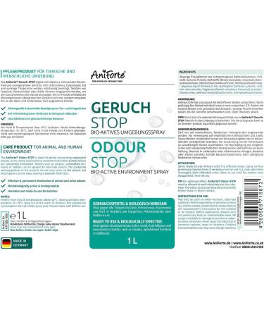 Aniforte Odor Stop 1L - Ready-to-Use Spray for Home Car & Pets - Effectively Removes Cat & Dog Urine Vomit Feces & Animal Odors - Buy Online on GoSupps.com