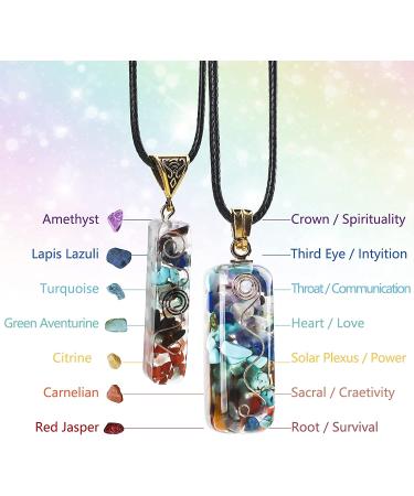 Orgone Chakra Healing Necklace Set in Wooden Box - Crystal Vibe 7 Chakra Pendant - Energy Balancing Gemstone Jewelry - Buy Online on GoSupps.com