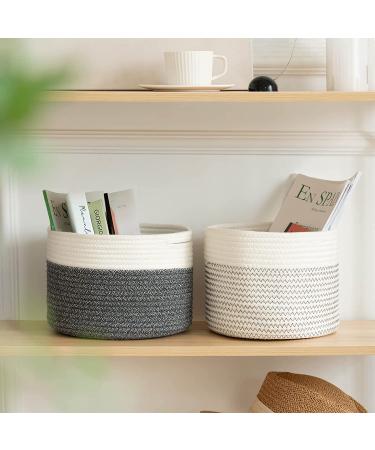 INDRESSME Small Rope Basket - Round Woven Storage Basket for Cute Dog Toys, Baby Nursery, Keys - 9.4 x 9.4 x 7.1 inches White - Buy Online on GoSupps.com