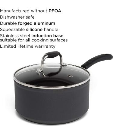 Ecolution Symphony 3Qt Nonstick Saucepan with Cool-Touch Handle - Dishwasher Safe, Grey - Buy Online on GoSupps.com