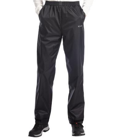 iCreek Men's Rain Pants Waterproof Breathable Windproof Lightweight Over Pants Work Rain Outdoor for Hiking, Golf, Fishing Black Large/30" Inseam