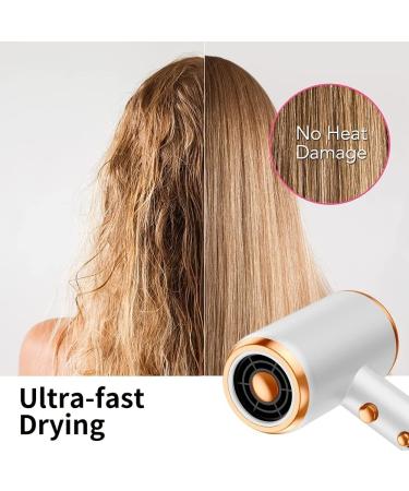 Professional Hair Dryer 1800W Powerful Ionic Hairdryer With Diffuser Blow Dryer With 2 Speeds 3 Heating And Cool Button For Women Man Home Travel Salon Curly And Straight Hair (White) - Buy Online on GoSupps.com
