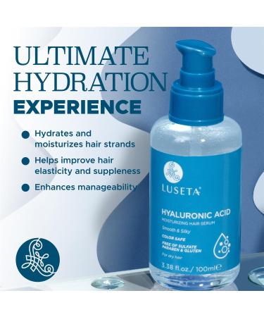 Luseta Hyaluronic Acid Hair Serum for Dry Hair - Moisturizing Oil with Avocado Argan Oil & Shea Butter | 3.38oz - Buy Online on GoSupps.com