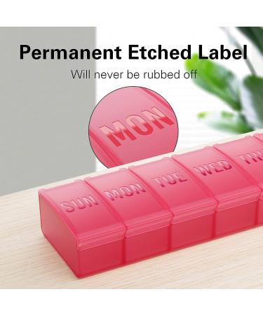 TookMag 2 Pack Extra Large Weekly Pill Organizer Case - 7 Day Capacity for Pills/Vitamins/Supplements (Pink) - Buy Online on GoSupps.com