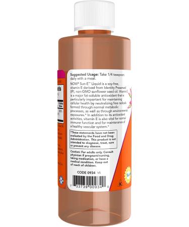Now Foods Sun-E Liquid 4 fl oz | Vitamin E Supplement for Skin & Immune Support - Buy Online on GoSupps.com