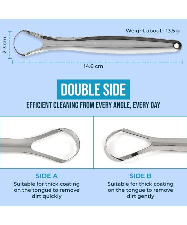Buy Stainless Steel Tongue Cleaner & Scraper - Cure Bad Breath | Hygienic & Medical Grade for Adults & Kids | 2 Pcs 30g - Buy Online on GoSupps.com