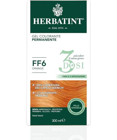 Herbatint Permanent Coloring Gel 3 doses 300 ml - FF6 orange ammonia-free for sensitive skin 100% white hair coverage with 8 organic natural extracts - Buy Online on GoSupps.com
