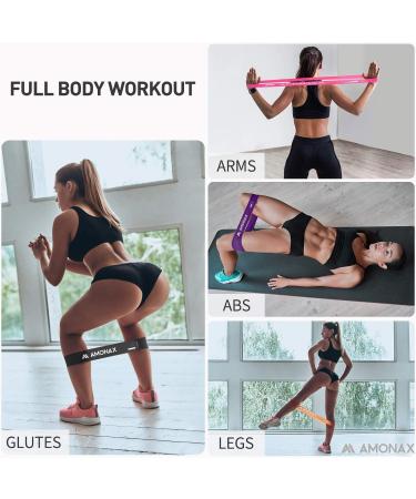 Amonax Resistance Bands Set for Legs, Glutes & Arms - Yoga Pilates Mini Loop Bands for Women and Men - Home Gym Exercise Fitness - Therapy Stretch Bands - Pink+Orange+Purple+Grey - Buy Online on GoSupps.com