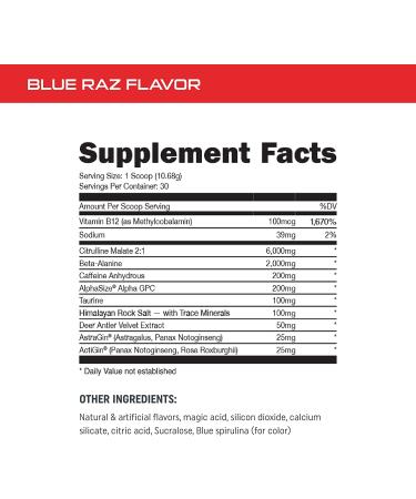 Bucked Up Woke High Stim Pre Workout - Blue Raz Flavor - Focus Nootropic Pump - Strength & Growth - 30 Servings - Buy Online on GoSupps.com