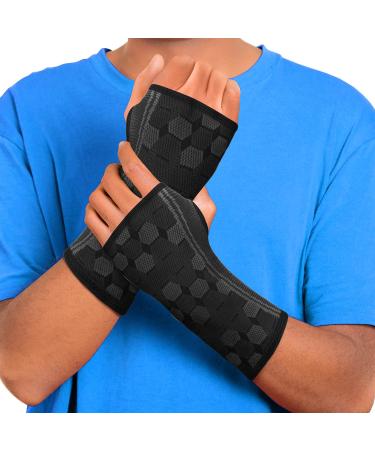 Sparthos Wrist Support Sleeves (Pair)  Medical Compression for Carpal Tunnel and Wrist Pain Relief  Wrist Brace for Men and Women  Made from Innovative Breathable Elastic Blend Medium Midnight Black