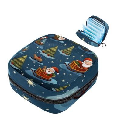 Muooum menstrualpolster bag zip women tamps pocket tampons collect bags for women girls (Christmas Santa Claus sled pattern) color 7 1 count (pack of 1)