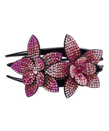 MAGICLULU Grip Rhinestones Back Hair Clip Back Hair Holder Flower Back Hair Clip Rhinestones Back Hair Barrette Women Back Hair Barrette