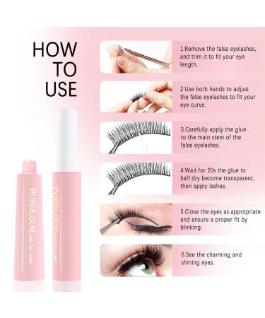 PURELEOR White Eyelash Glue Waterproof Latex Free for Sensitive Eye Strong Hold False Eyelashes Adhesive for Strip Lashes Fast Drying Lash Glue 10ml 0.35oz - Buy Online on GoSupps.com