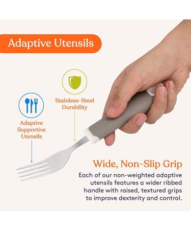 Special Supplies Adaptive Utensils 5-Piece Set for Hand Tremors, Arthritis, Parkinson's and Elderly - Stainless Steel, Non-Weighted, Non-Slip Handles - Buy Online on GoSupps.com