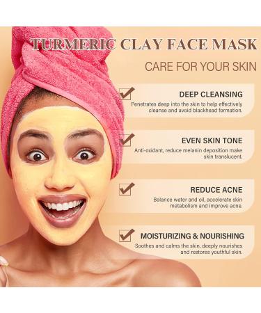 Turmeric Vitamin C Clay Face Mask Turmeric Clay Mask Turmeric Face Mask for Dark Spots Mud Mask Deep Cleansing Face Mask Skin Care Improve Blackheads Acne Dark Spots and Even Out Skin Tone 120g - Buy Online on GoSupps.com