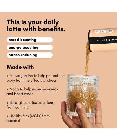 Pop & Bottle Organic Oat Milk Lattes with Adaptogens - Mocha Flavor | 8 Fl Oz (Pack of 12) | Maca Ashwagandha MCT Oil Cold Brew Coffee with Dates | Dairy-Free, Gluten-Free, Vegan - Buy Online on GoSupps.com