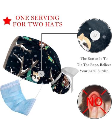 Parrot White Print Surgical Caps Hats - 2PCS Women's Bouffant Working Hat with Ponytail Holder - Pattern 03 - Buy Online on GoSupps.com