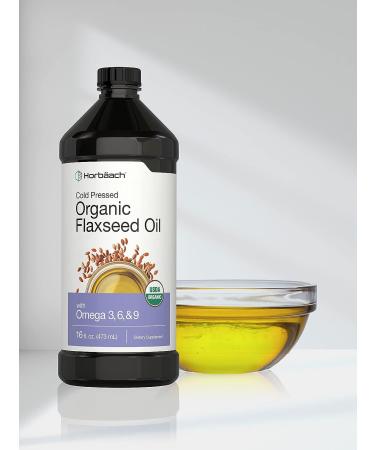 Organic Flaxseed Oil 3 Pack - Cold Pressed 16 fl oz - Omega 3 6 9 - Vegetarian Non-GMO Gluten Free Liquid by Horbaach - Buy Online on GoSupps.com