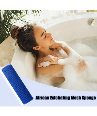 Long Mesh Body Sponge African Mesh Shower Sponge 3 Pieces Bath Sponge Dead Skin Remover for Men Women Blue - Buy Online on GoSupps.com