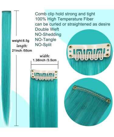 Bright Blue Clip-In Hair Extensions - Colorful Synthetic Wig Pieces for Women & Girls - Multicolored Party Highlights - Buy Online on GoSupps.com