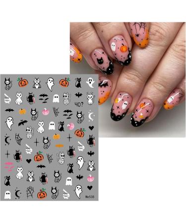 Halloween Nail Stickers 12 Sheets Self-Adhesive Nail Decal Pumpkin Ghosts Star Nail Art Decoration Design Supplies - Buy Online on GoSupps.com