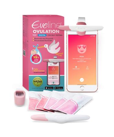Eveline Digital Ovulation Predictor Test - Easy at Home Ovulation Test Kit with Smart Scanner and 5 Fertility Test Strips, 1 Cycle Supply Pregnancy Must-Haves - FDA Listed for 99% Accuracy 1 Count (Pack of 1)