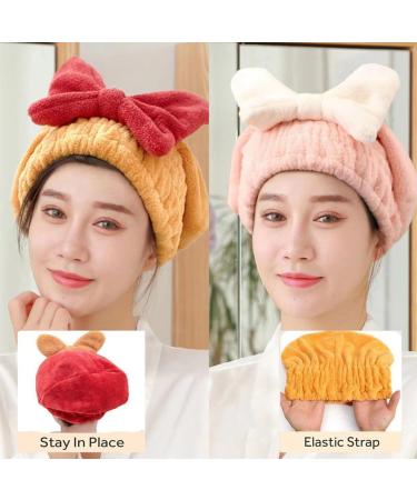 2024 Super Absorbent Microfiber Hair Towel Wrap - Quick Drying Cap with Bow Knot (2PCS) - Reduce Frizz for Wet Hair - Buy Online on GoSupps.com