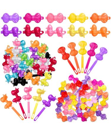72 Pieces Self Hinge Hair Barrettes for Girls Plastic Hair Barrettes 80s 90s Hair Clip Pins Cartoon Design Hairpin Colorful Cute Hair Barrette Hair Clip for toddlers Girls (Simple Style) Brown