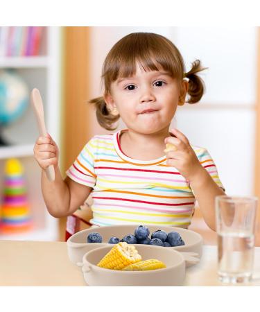 Qshare Baby Silicone Suction Plate with Spoon and Fork - Non Slip Divided Weaning Plates for Toddler (Beige) - Buy Online on GoSupps.com