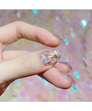 Summer Shiny 10 Piece Warm Elf Aurora Diamond Wearable Nail Sticker False Nails Acrylic Fake Nails Full Cover Nails Tips Artificial Finger Manicure Press on nails for Women and Girls - Buy Online on GoSupps.com