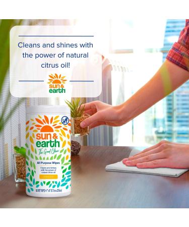 Buy Sun & Earth All Purpose Cleaner Wipes - Bulk Pack of 6 | 480 Plant-Based Natural Citrus Scent Wipes for Safe Household Cleaning - Buy Online on GoSupps.com