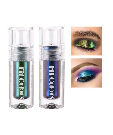 SUSIKEKI Liquid Glitter Eyeshadow Chameleon Multichrome Metallic Shimmer Eye Shadows for Bold Smokey Makeup Looks Long Lasting Quick Drying Opaque Sparkling Korean Makeup Kits(3 & 4) Green + Blue