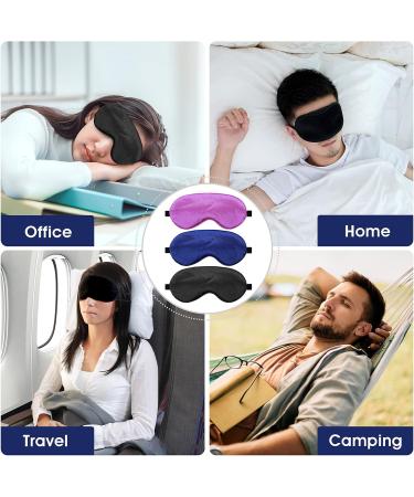 WLLHYF 3 Pack Silk Sleep Eye Mask for Women - Soft & Smooth, Adjustable, Blocking Out Light - Buy Online on GoSupps.com