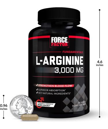 Force Factor L-Arginine Nitric Oxide Supplement 3000mg - 150 Capsules | Muscle Building, Blood Flow Support, Nutrient Delivery & Pumps | BioPerine for Enhanced Absorption | 150 Count Pack - Buy Online on GoSupps.com